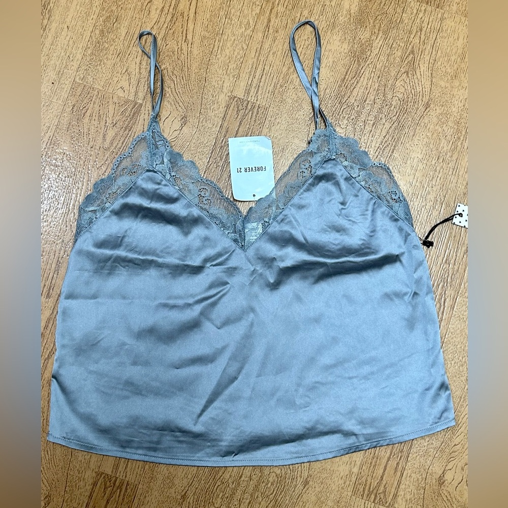 Dusty Blue Forever 21 Satin Lace Cami
